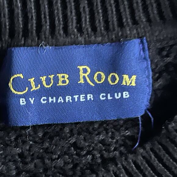 Club Room Men Textured Sweater Large Black Pullover Grandpa Classic Casual Retro - Picture 4 of 8